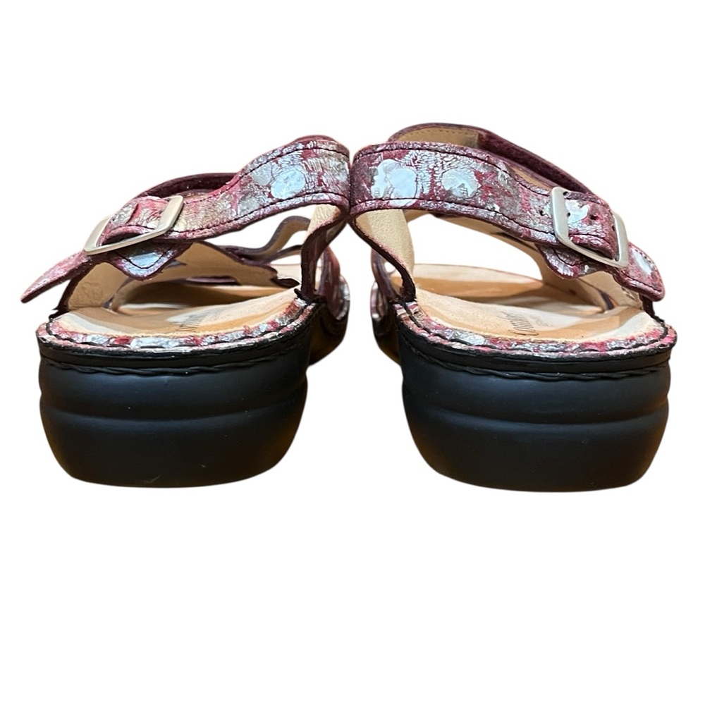 Finn Comfort Silver Floral Sandals Burgundy Arch Support Vacation Travel 39 - Picture 14 of 16